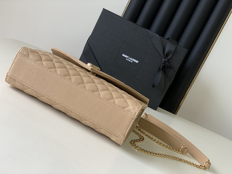 N品 YSL サンローラン ショルダーバッグ エンベロープ ミディアム DARK TOFFEE 600185AACT72646 ラムスキン ゴールド金具 - 画像 (7)