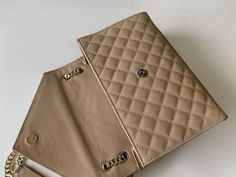 N品 YSL サンローラン ショルダーバッグ エンベロープ ミディアム DARK TOFFEE 600185AACT72646 ラムスキン ゴールド金具 - 画像 (5)