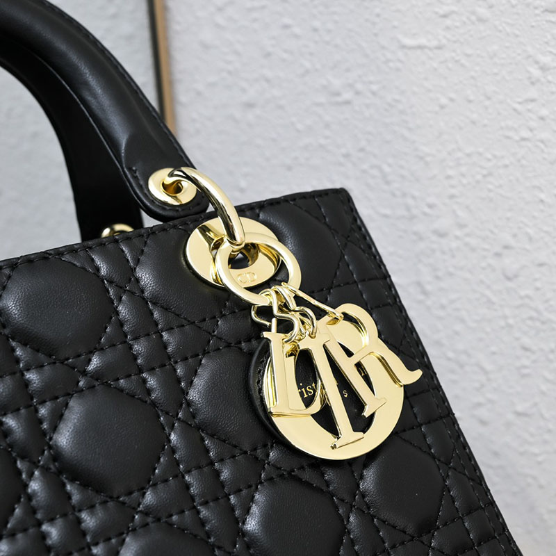 N品 DIOR ディオール Lady Dior バッグ ミディアム M0565ONGE_M900 黒 ブラック ゴールド金具 激安優良店 - 画像 (5)