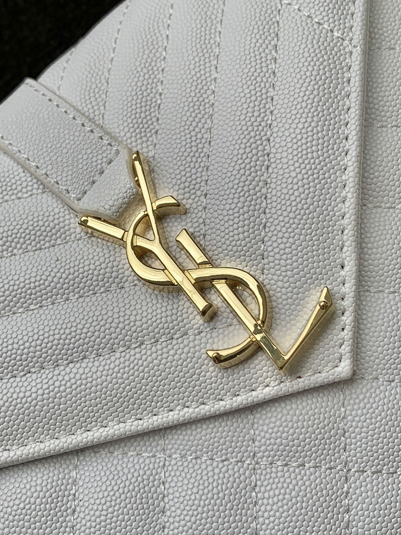 N品 YSL サンローラン ショルダーバッグ エンベロープ ミディアム ホワイト 600185AACT72000 ラムスキン ゴールド金具 - 画像 (6)