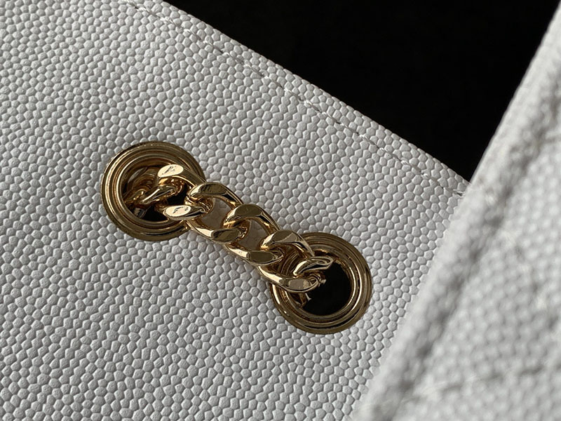 N品 YSL サンローラン ショルダーバッグ エンベロープ ミディアム ホワイト 600185AACT72000 ラムスキン ゴールド金具 - 画像 (4)