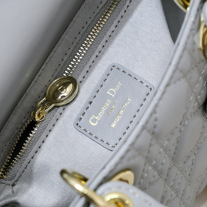 N品 DIOR ディオール Lady Dior バッグ ミディアム M0565ONGE_M47G イーサリアルグレー ゴールド金具 激安優良店 - 画像 (2)