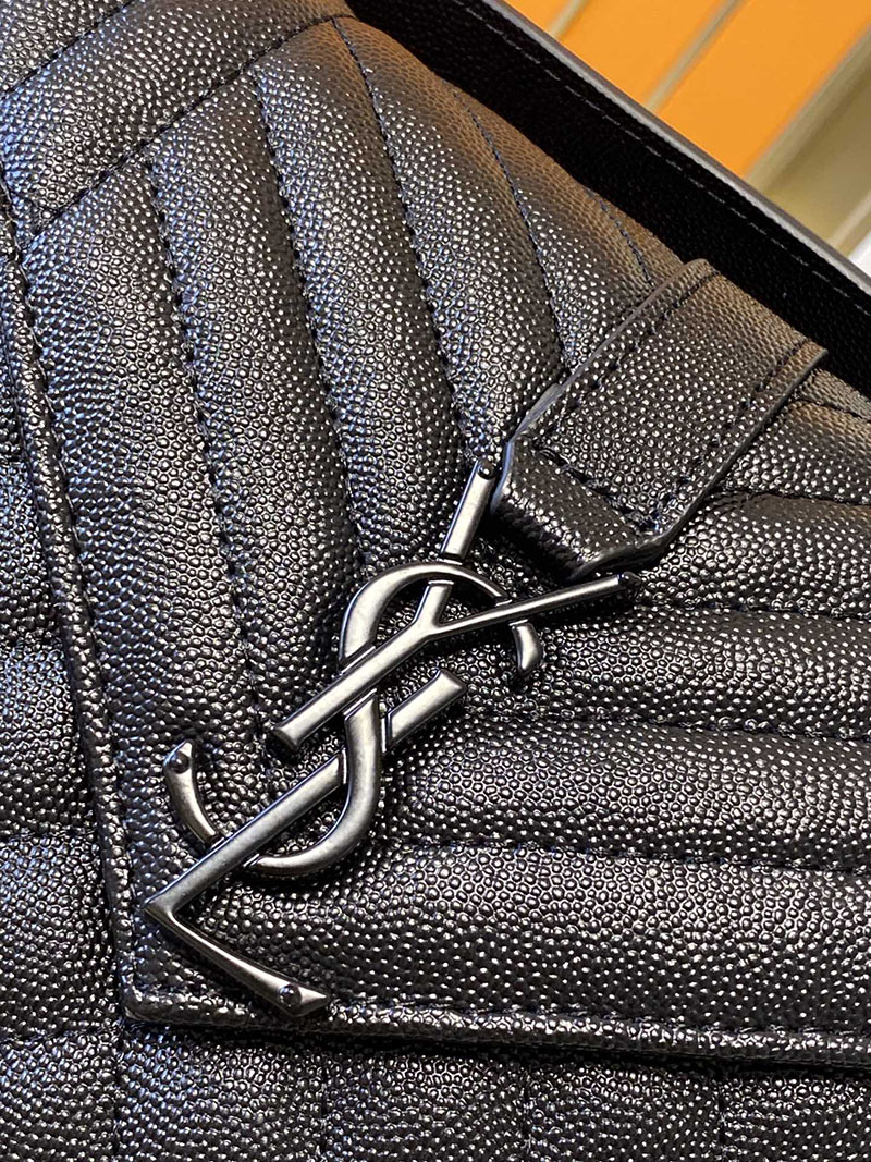 N品 YSL サンローラン ショルダーバッグ エンベロープ ミディアム ブラック 600185AACT81000 ラムスキン ブラック金具 - 画像 (6)