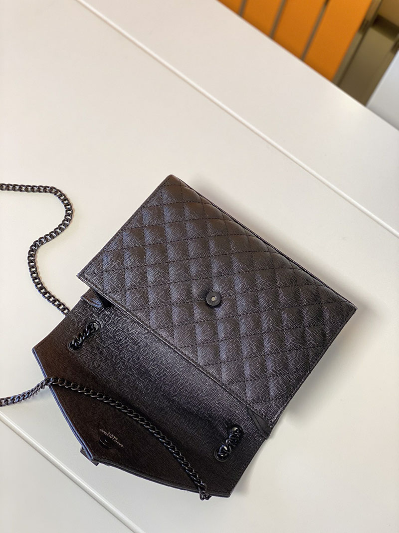 N品 YSL サンローラン ショルダーバッグ エンベロープ ミディアム ブラック 600185AACT81000 ラムスキン ブラック金具 - 画像 (5)