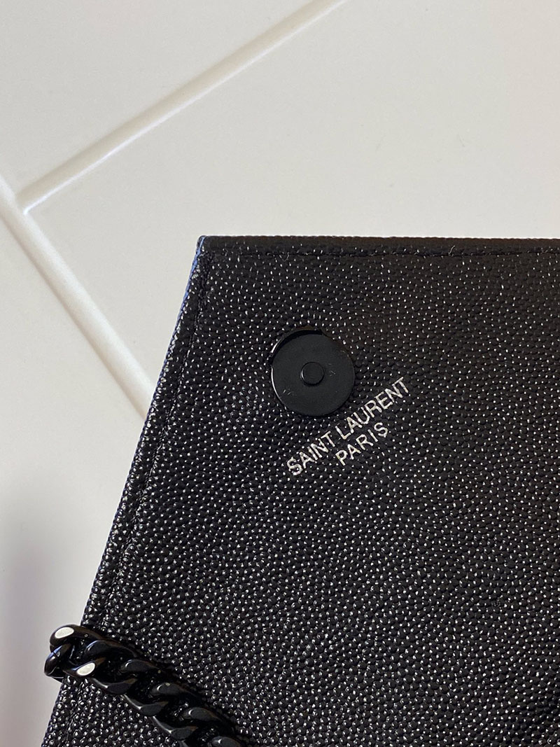 N品 YSL サンローラン ショルダーバッグ エンベロープ ミディアム ブラック 600185AACT81000 ラムスキン ブラック金具 - 画像 (3)