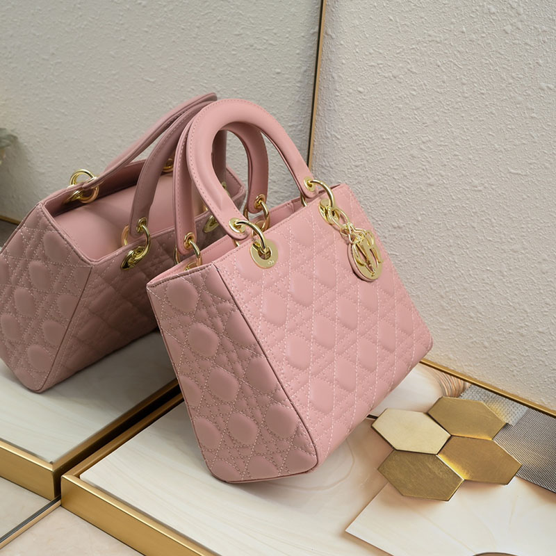 N品 DIOR ディオール Lady Dior バッグ ミディアム M0565ONGE_M05N ピンク ゴールド金具 激安優良店 - 画像 (9)
