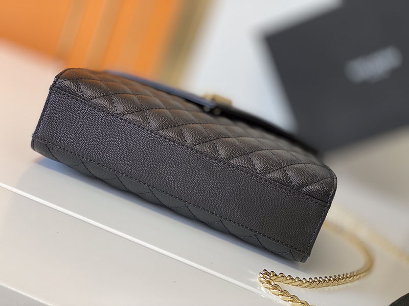 N品 YSL サンローラン ショルダーバッグ エンベロープ ミディアム ブラック 600185AACT71000 ラムスキン ゴールド金具 - 画像 (7)