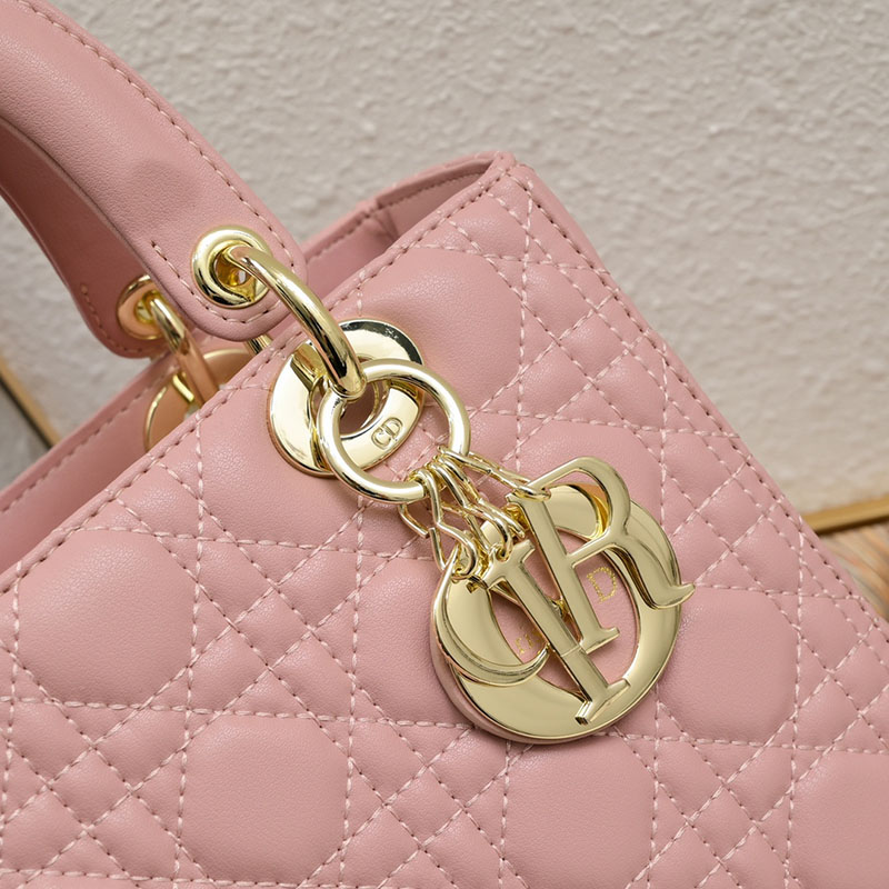 N品 DIOR ディオール Lady Dior バッグ ミディアム M0565ONGE_M05N ピンク ゴールド金具 激安優良店 - 画像 (7)