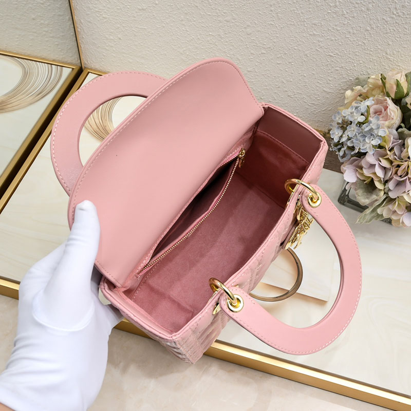 N品 DIOR ディオール Lady Dior バッグ ミディアム M0565ONGE_M05N ピンク ゴールド金具 激安優良店 - 画像 (5)