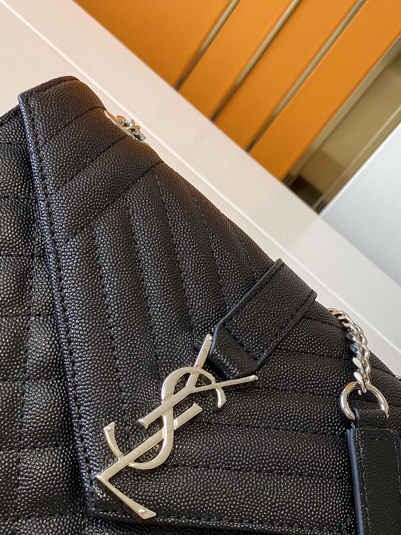 N品 YSL サンローラン ショルダーバッグ エンベロープ ミディアム ブラック 600185AACT61000 ラムスキン シルバー金具 - 画像 (6)
