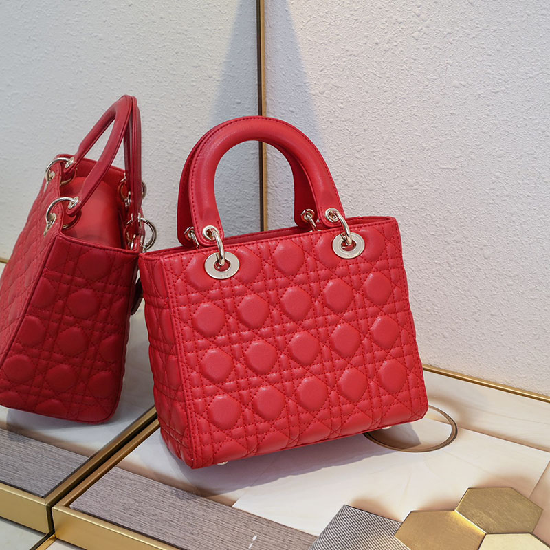 N品 DIOR ディオール Lady Dior バッグ ミディアム M0565ONGE_M63R レッド ゴールド金具 激安優良店 - 画像 (7)