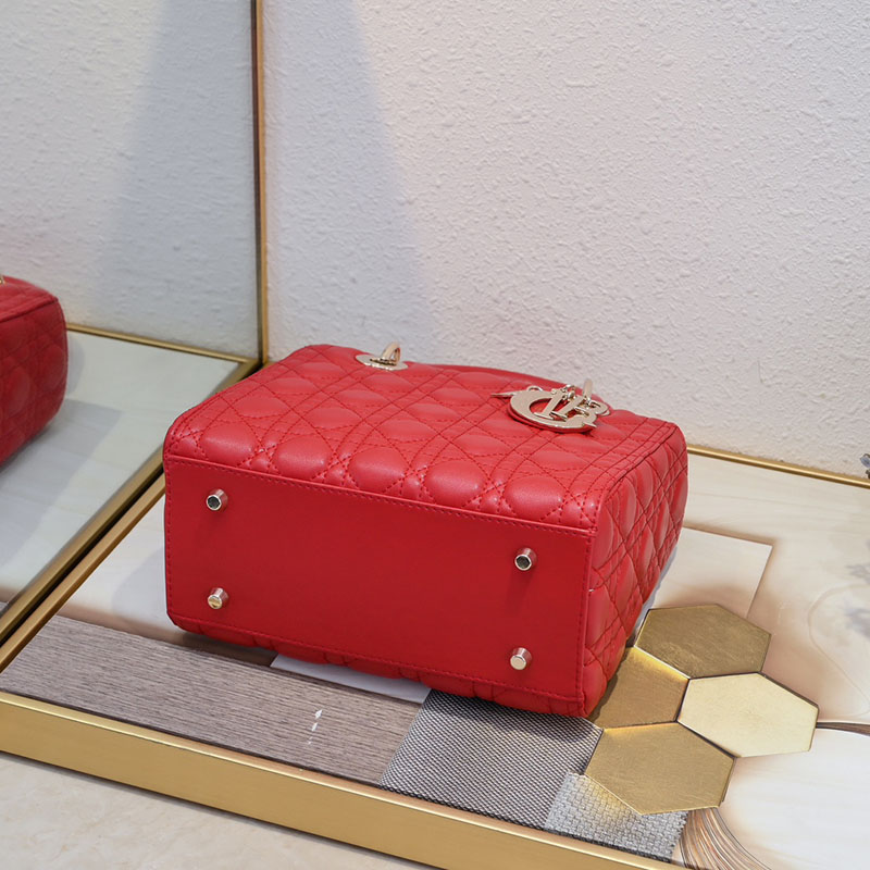 N品 DIOR ディオール Lady Dior バッグ ミディアム M0565ONGE_M63R レッド ゴールド金具 激安優良店 - 画像 (5)