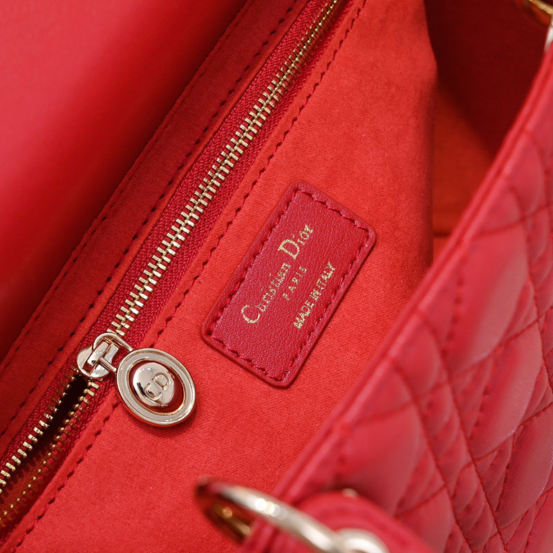 N品 DIOR ディオール Lady Dior バッグ ミディアム M0565ONGE_M63R レッド ゴールド金具 激安優良店 - 画像 (2)