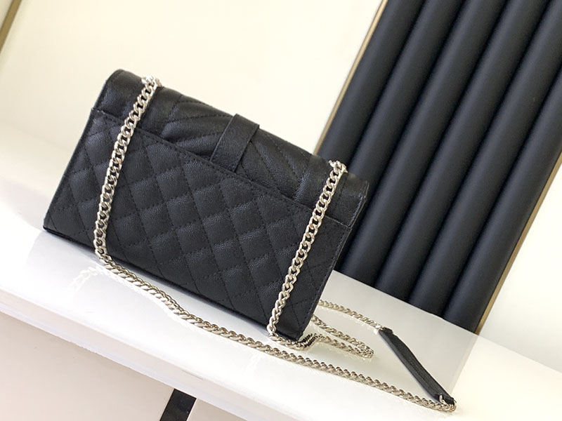 N品 YSL サンローラン ショルダーバッグ エンヴェロップ スモール ブラック 600195BOW921000 ラムスキン シルバー金具 - 画像 (8)