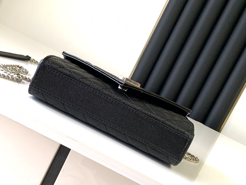 N品 YSL サンローラン ショルダーバッグ エンヴェロップ スモール ブラック 600195BOW921000 ラムスキン シルバー金具 - 画像 (7)