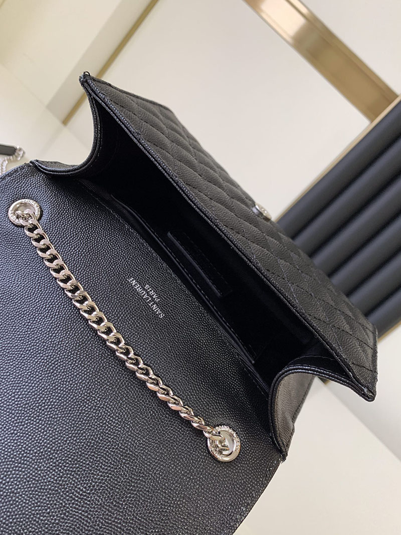N品 YSL サンローラン ショルダーバッグ エンヴェロップ スモール ブラック 600195BOW921000 ラムスキン シルバー金具 - 画像 (3)