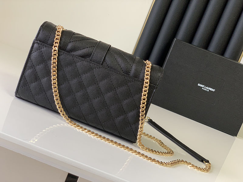 N品 YSL サンローラン ショルダーバッグ エンヴェロップ スモール ブラック 600195BOW911000 ラムスキン ゴールド金具 - 画像 (8)