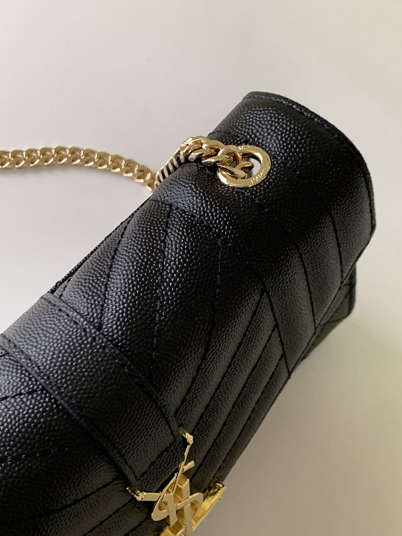 N品 YSL サンローラン ショルダーバッグ エンヴェロップ スモール ブラック 600195BOW911000 ラムスキン ゴールド金具 - 画像 (5)