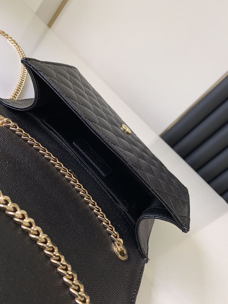 N品 YSL サンローラン ショルダーバッグ エンヴェロップ スモール ブラック 600195BOW911000 ラムスキン ゴールド金具 - 画像 (3)
