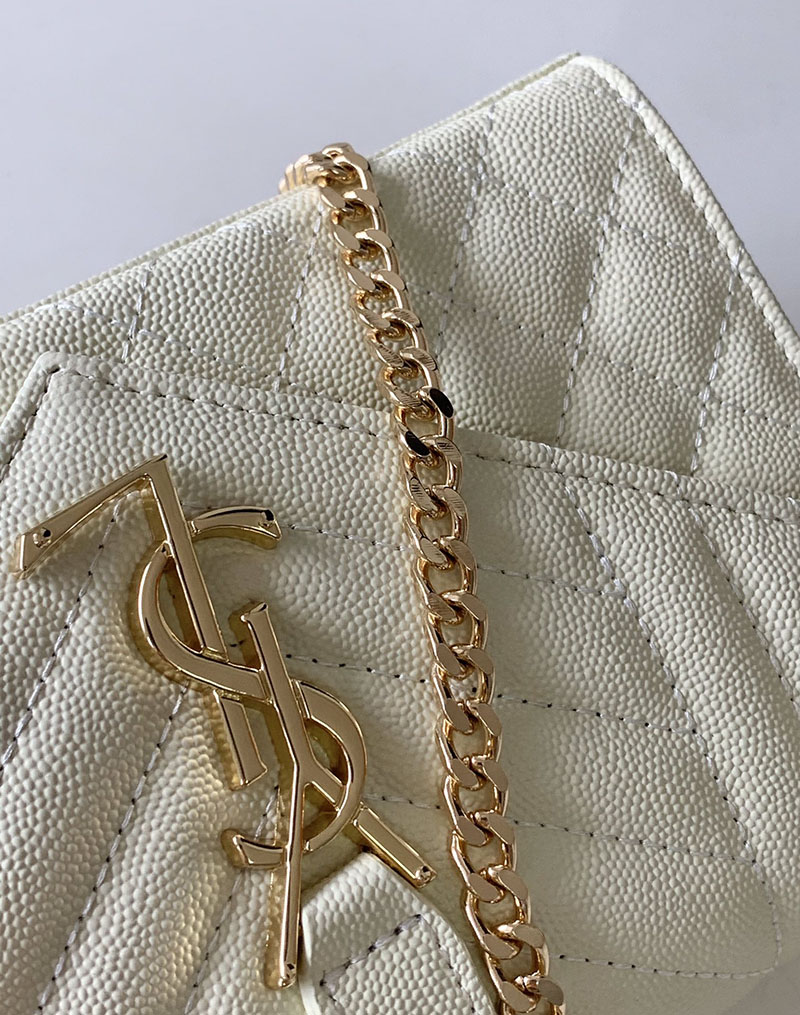 N品 YSL サンローラン ショルダーバッグ エンヴェロップ スモール BLANC VINTAGE 600195BOW919207 ラムスキン ゴールド金具 - 画像 (6)