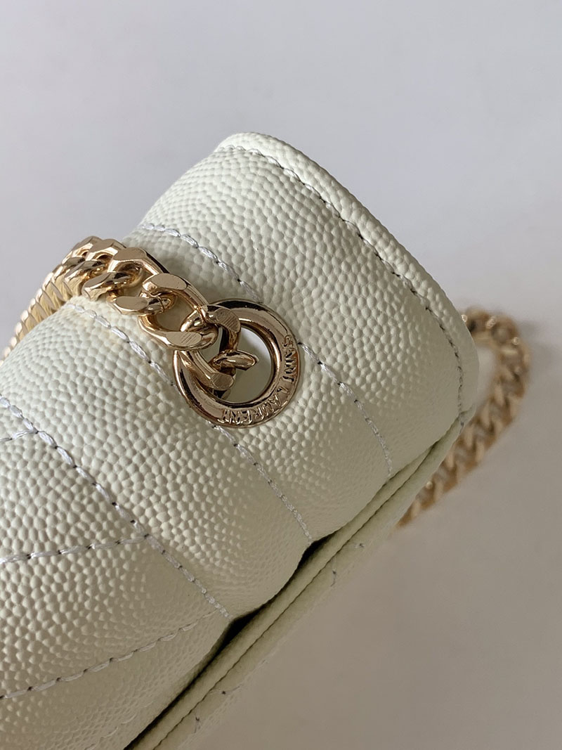 N品 YSL サンローラン ショルダーバッグ エンヴェロップ スモール BLANC VINTAGE 600195BOW919207 ラムスキン ゴールド金具 - 画像 (5)