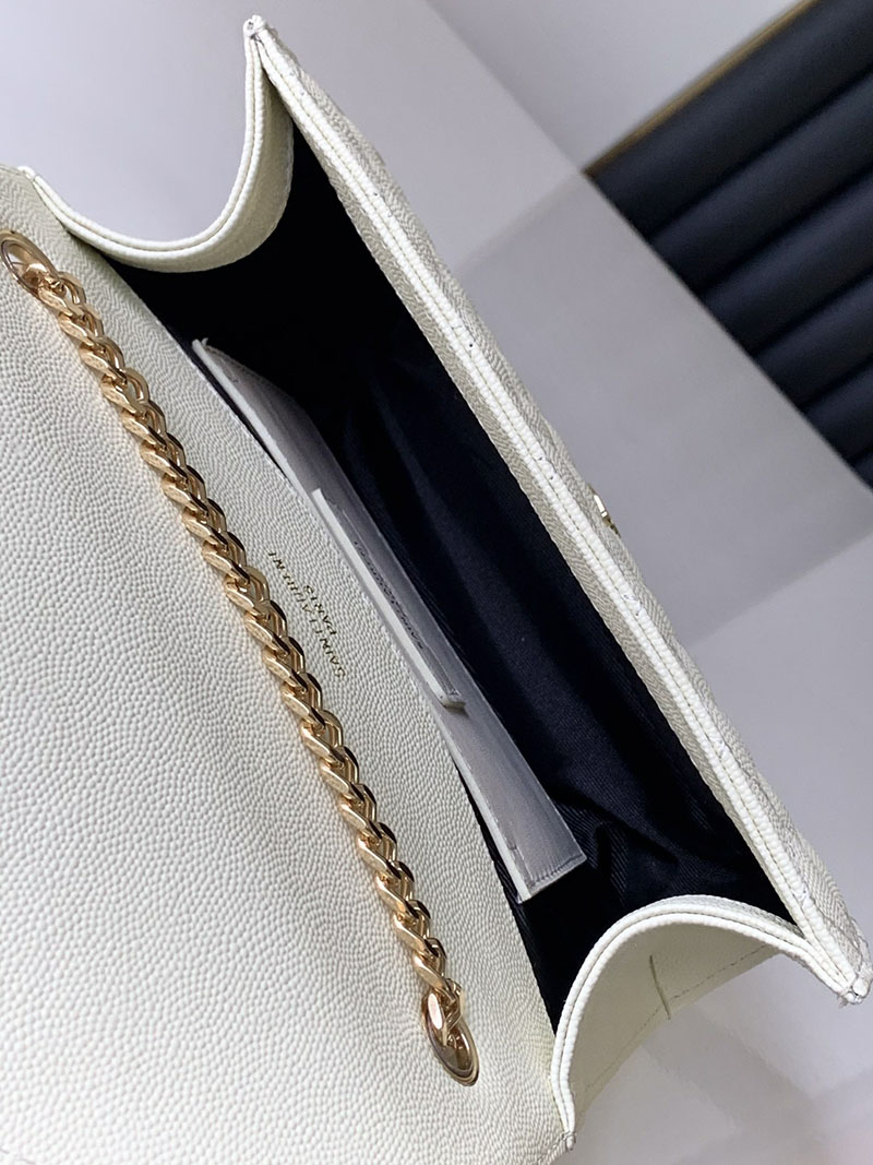 N品 YSL サンローラン ショルダーバッグ エンヴェロップ スモール BLANC VINTAGE 600195BOW919207 ラムスキン ゴールド金具 - 画像 (3)