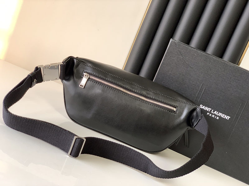 N品 YSL サンローラン バッグ メンズ ボディバッグ “シティ” ブラック 6497671ELFE1000 ラムスキン シルバー金具 - 画像 (8)
