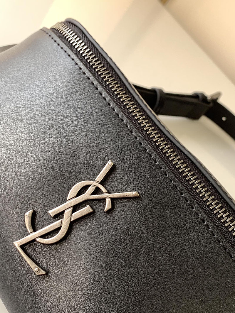 N品 YSL サンローラン バッグ メンズ ベルトバッグ”モノグラム” ブラック 59007603U0E1000 ラムスキン シルバー金具 - 画像 (6)