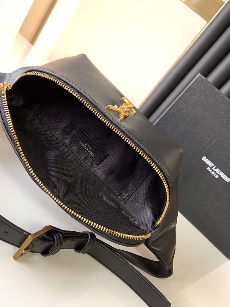 N品 YSL サンローラン バッグ メンズ ベルトバッグ”モノグラム” ブラック 590076DME0W1000 ラムスキン ゴールド金具 - 画像 (3)