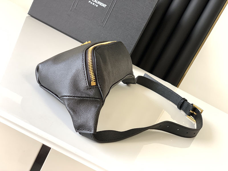 N品 YSL サンローラン バッグ メンズ ベルトバッグ”モノグラム” ブラック 589959DME0W1000 子羊の革 ゴールド金具 - 画像 (9)