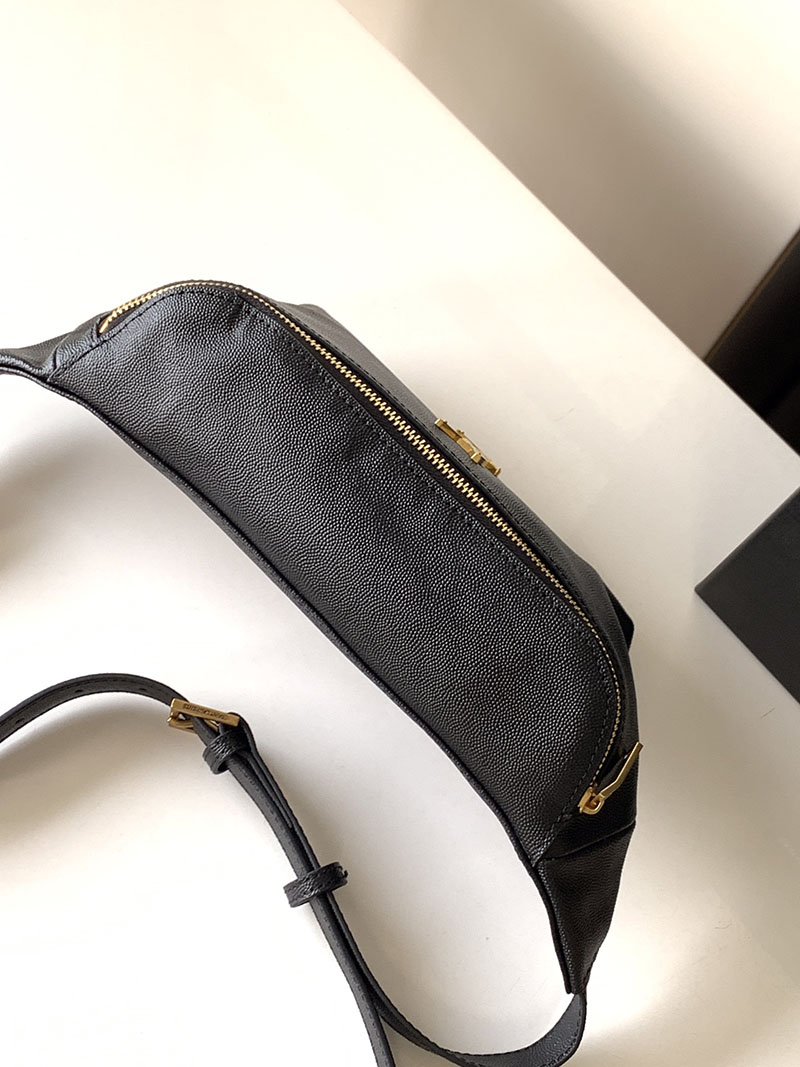 N品 YSL サンローラン バッグ メンズ ベルトバッグ”モノグラム” ブラック 589959DME0W1000 子羊の革 ゴールド金具 - 画像 (7)