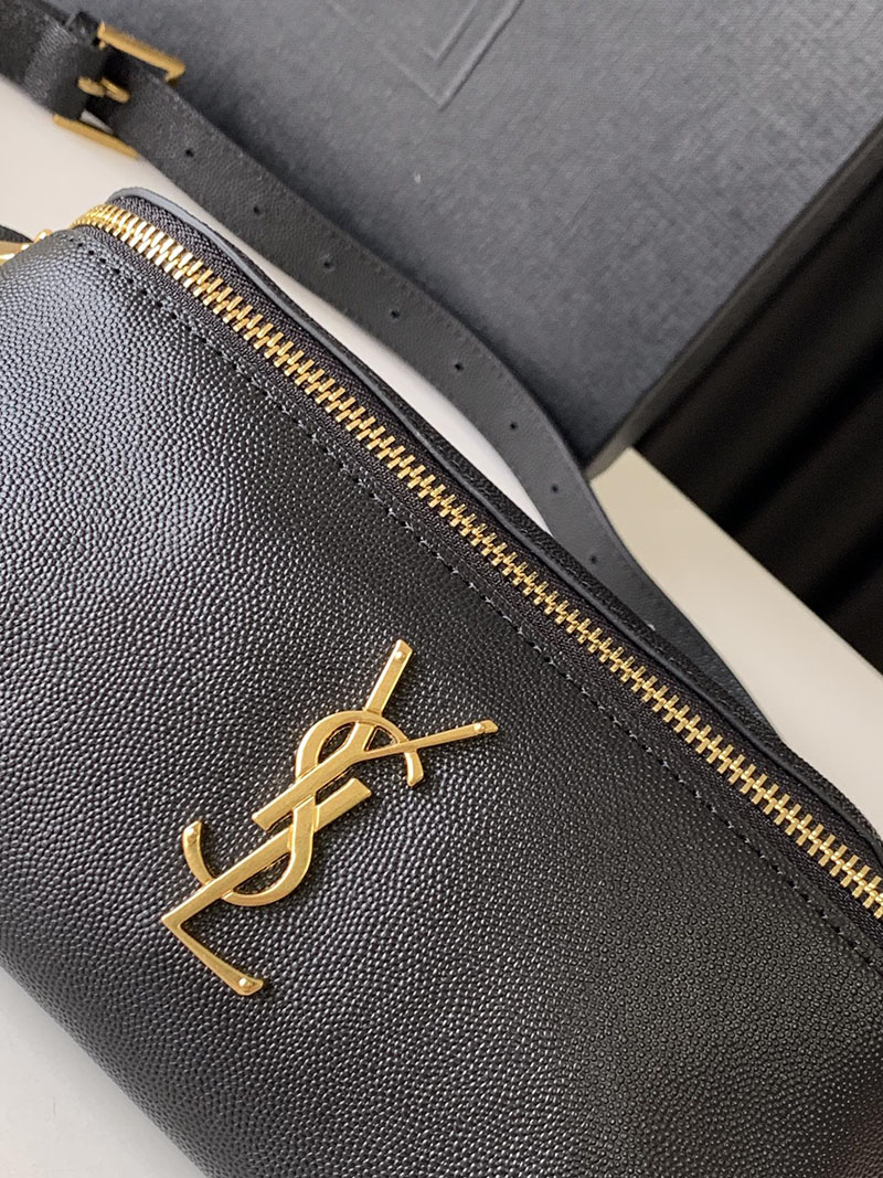 N品 YSL サンローラン バッグ メンズ ベルトバッグ”モノグラム” ブラック 589959DME0W1000 子羊の革 ゴールド金具 - 画像 (6)