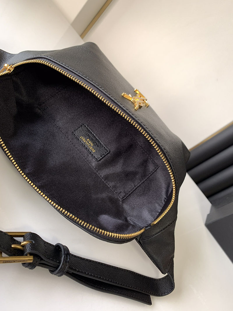 N品 YSL サンローラン バッグ メンズ ベルトバッグ”モノグラム” ブラック 589959DME0W1000 子羊の革 ゴールド金具 - 画像 (3)