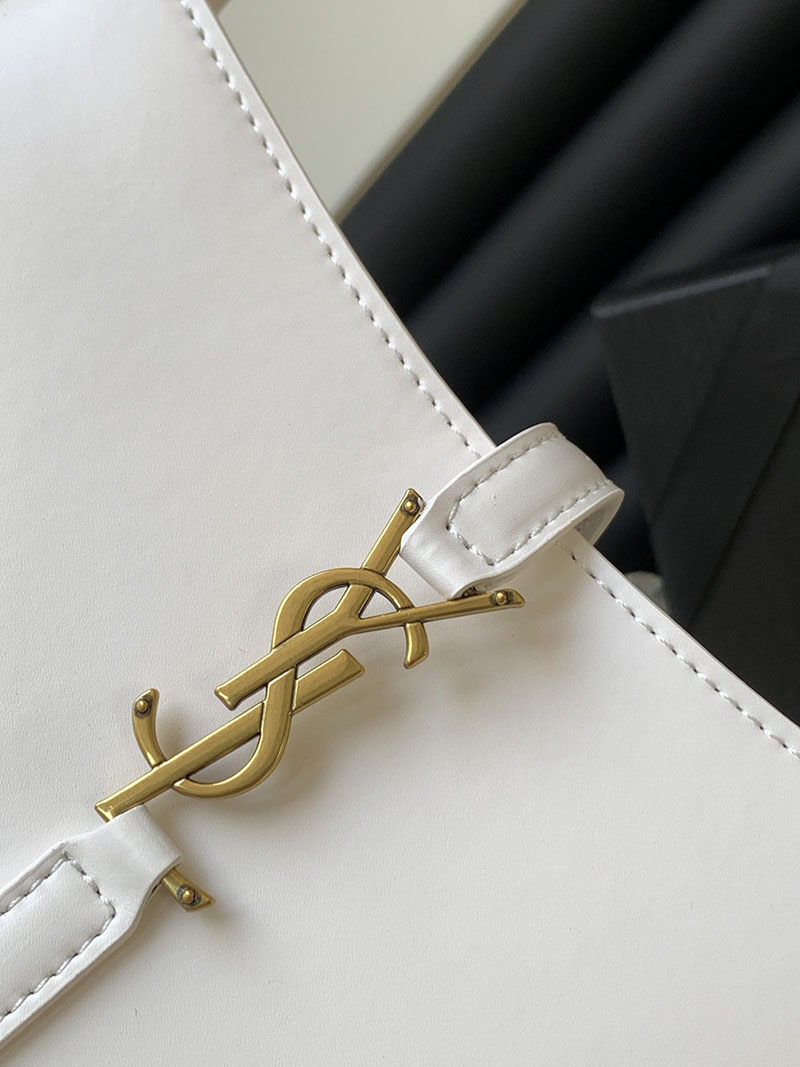 N品 YSL サンローラン ミニバッグ LE 5 À 7 ホワイト 763419AACX72000 ラムスキン ゴールド金具 - 画像 (6)