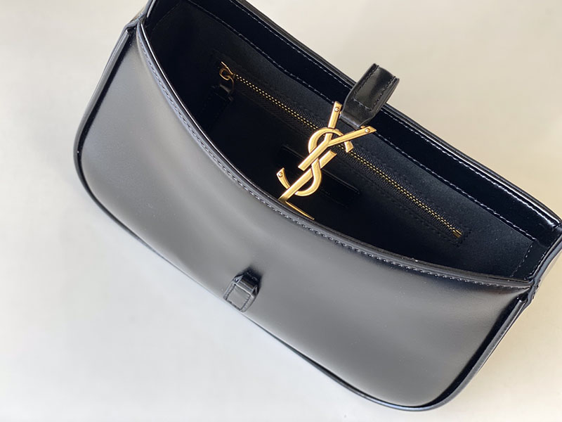 N品 YSL サンローラン ミニバッグ LE 5 À 7 ブラック 763419AACX71000 ラムスキン ゴールド金具 - 画像 (4)