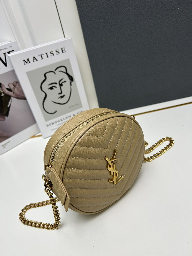 N品 YSL サンローラン ミニバッグ パリ SAINT LAURENT PARIS ヴィニル チェーン NATURAL TAN カーフスキンレザー ゴールド金具 2410209 - 画像 (6)