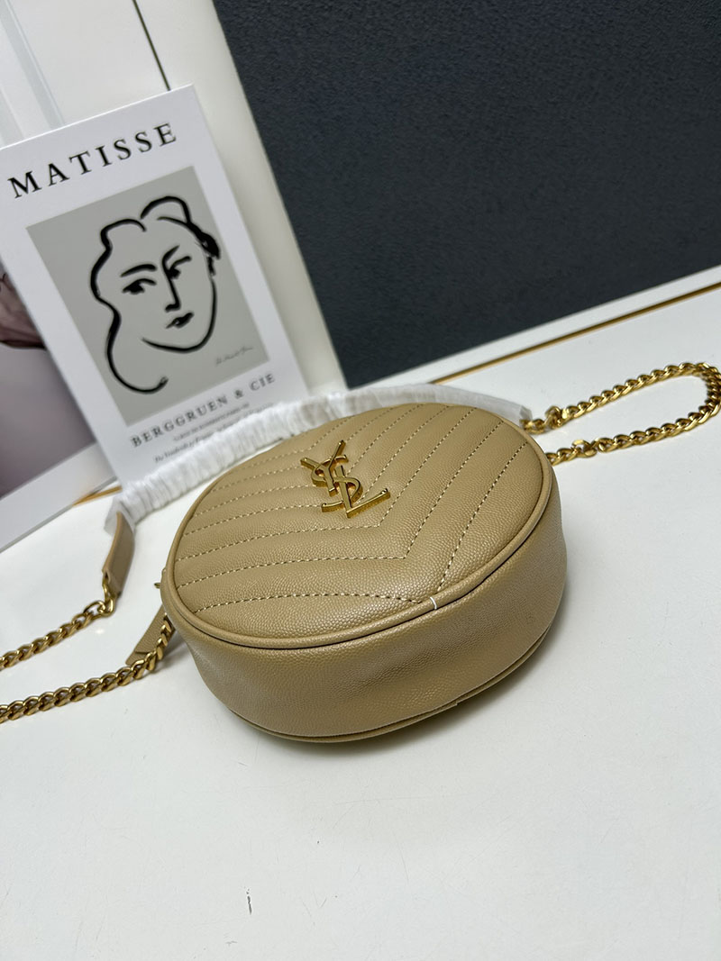 N品 YSL サンローラン ミニバッグ パリ SAINT LAURENT PARIS ヴィニル チェーン NATURAL TAN カーフスキンレザー ゴールド金具 2410209 - 画像 (5)