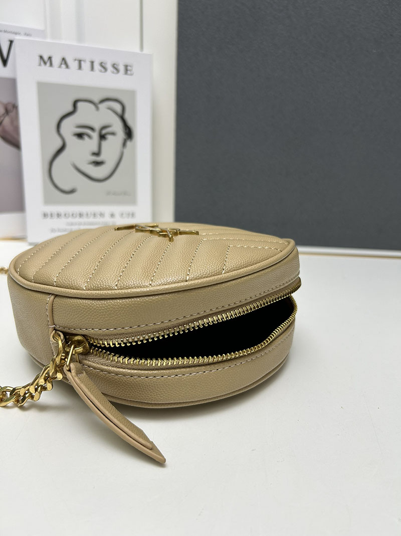 N品 YSL サンローラン ミニバッグ パリ SAINT LAURENT PARIS ヴィニル チェーン NATURAL TAN カーフスキンレザー ゴールド金具 2410209 - 画像 (4)