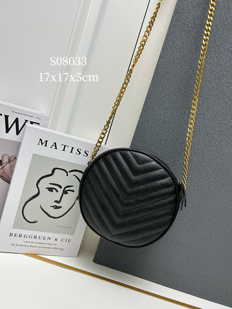 N品 YSL サンローラン ミニバッグ パリ SAINT LAURENT PARIS ヴィニル チェーン ブラック カーフスキンレザー ゴールド金具 2410210 - 画像 (9)