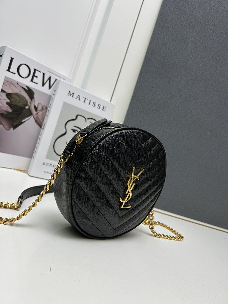 N品 YSL サンローラン ミニバッグ パリ SAINT LAURENT PARIS ヴィニル チェーン ブラック カーフスキンレザー ゴールド金具 2410210 - 画像 (8)