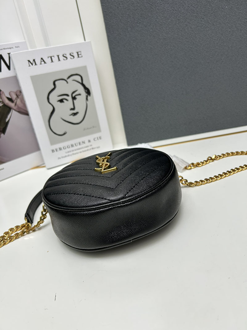 N品 YSL サンローラン ミニバッグ パリ SAINT LAURENT PARIS ヴィニル チェーン ブラック カーフスキンレザー ゴールド金具 2410210 - 画像 (7)