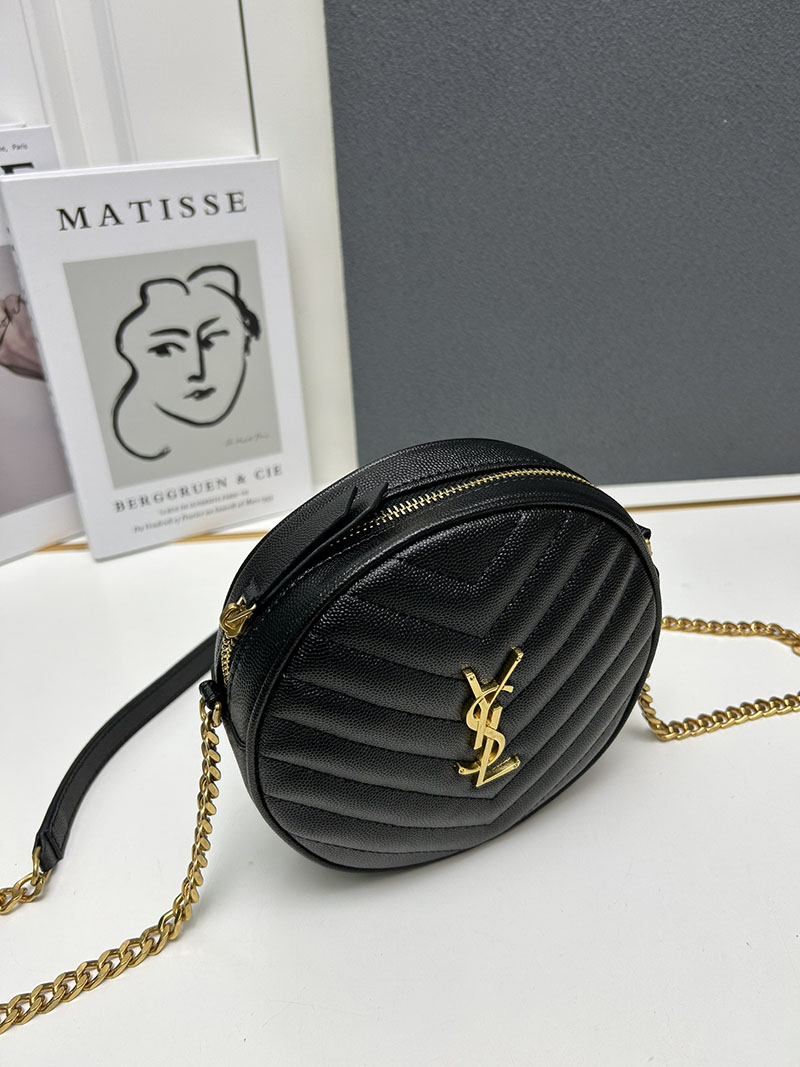 N品 YSL サンローラン ミニバッグ パリ SAINT LAURENT PARIS ヴィニル チェーン ブラック カーフスキンレザー ゴールド金具 2410210 - 画像 (5)