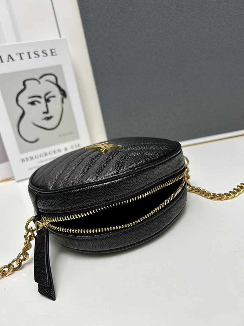 N品 YSL サンローラン ミニバッグ パリ SAINT LAURENT PARIS ヴィニル チェーン ブラック カーフスキンレザー ゴールド金具 2410210 - 画像 (4)