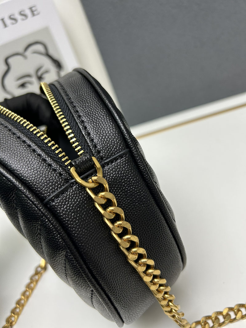 N品 YSL サンローラン ミニバッグ パリ SAINT LAURENT PARIS ヴィニル チェーン ブラック カーフスキンレザー ゴールド金具 2410210 - 画像 (3)