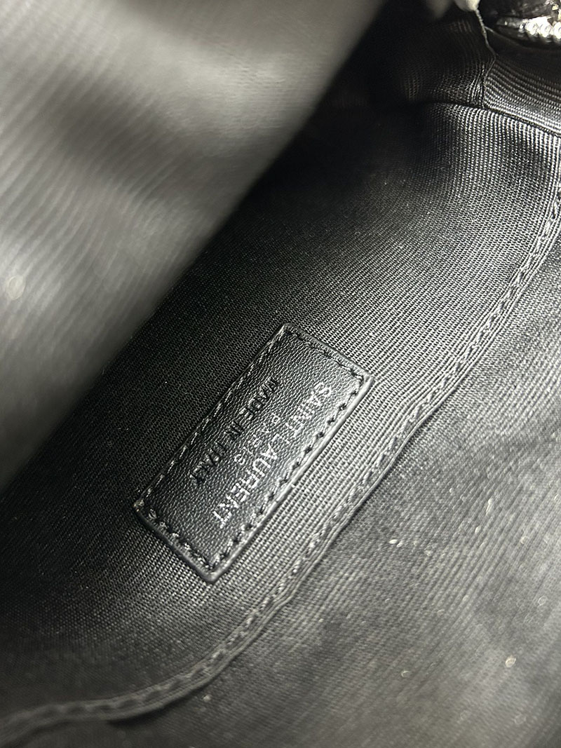 N品 YSL サンローラン ミニバッグ パリ SAINT LAURENT PARIS ヴィニル チェーン ブラック カーフスキンレザー シルバー金具 2410211 - 画像 (2)