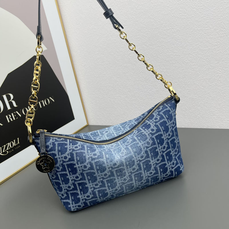 N品 DIOR ディオール Diorstar ホーボーバッグ S3202UTZQ_M49E ネイビー ゴールド金具 激安優良店 - 画像 (7)