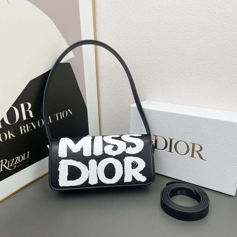 N品 DIOR ディオール Miss Dior フラップバッグ M2610UZCJ_M911 黒 ブラックxホワイト ゴールド金具 激安優良店 - 画像 (9)