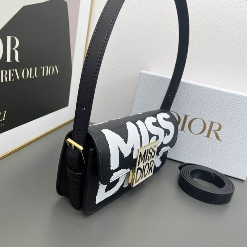 N品 DIOR ディオール Miss Dior フラップバッグ M2610UZCJ_M911 黒 ブラックxホワイト ゴールド金具 激安優良店 - 画像 (7)