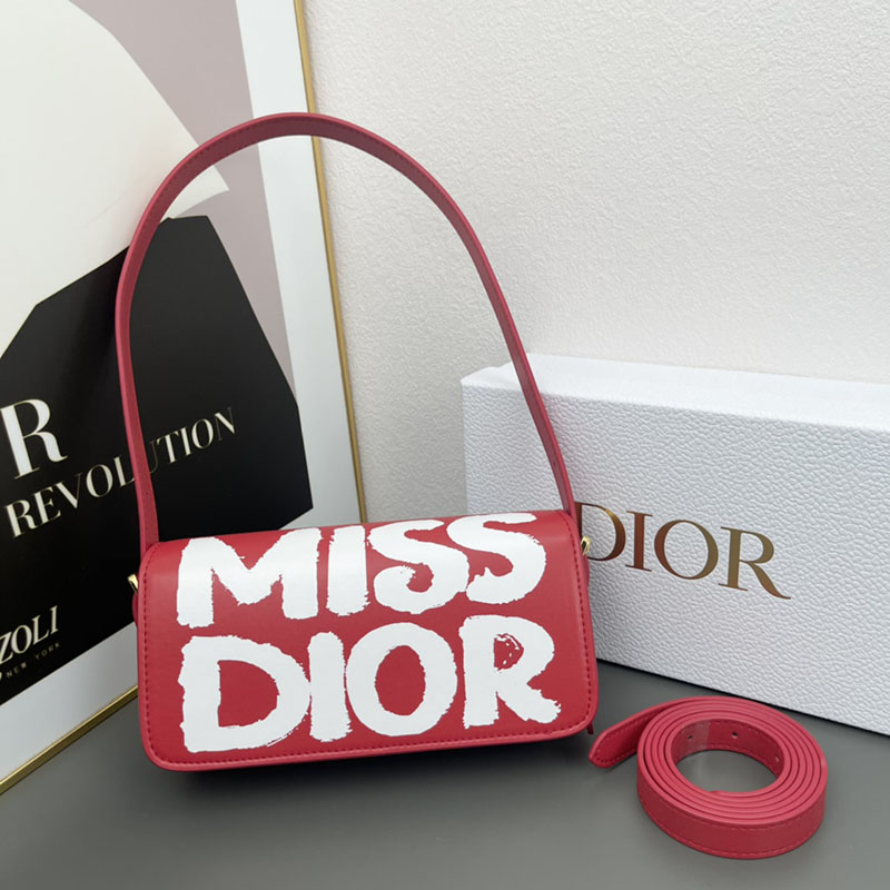 N品 DIOR ディオール Miss Dior フラップバッグ M2610UZCJ_M63R レッド xホワイト ゴールド金具 激安優良店 - 画像 (9)