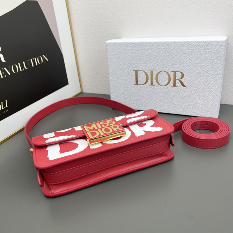 N品 DIOR ディオール Miss Dior フラップバッグ M2610UZCJ_M63R レッド xホワイト ゴールド金具 激安優良店 - 画像 (7)